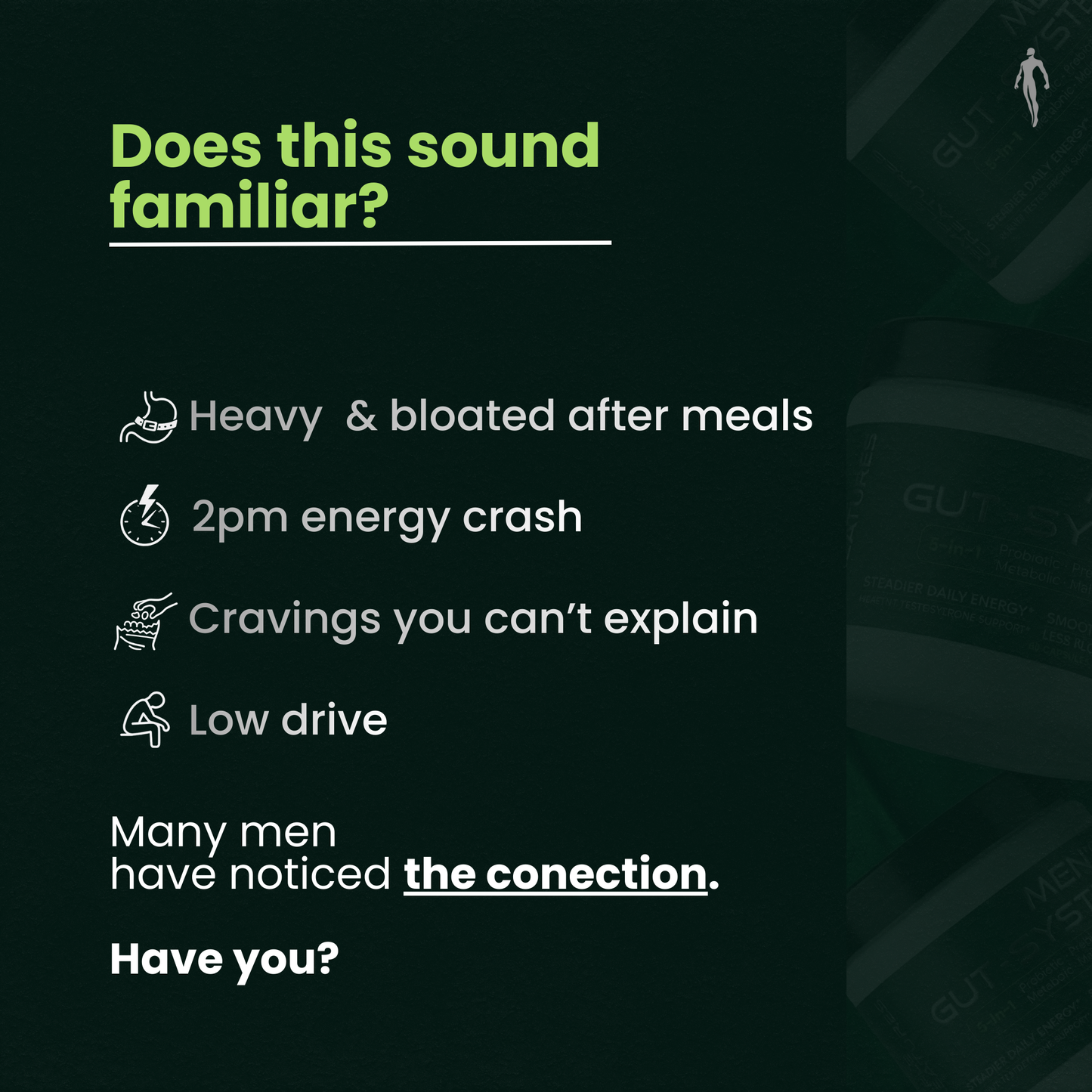 Men's Gut System (5-1) - Akkermansia Probiotic for Digestion, Energy + Men's Performance Support - 60ct USA GMP Certified