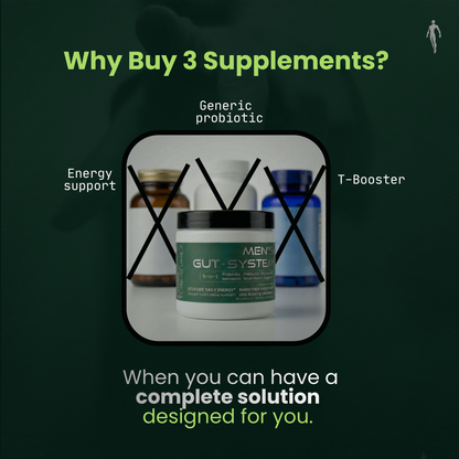 Men's Gut System (5-1) - Akkermansia Probiotic for Digestion, Energy + Men's Performance Support - 60ct USA GMP Certified